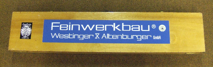 Closed carrying case for Feinwerkbau air rifle.