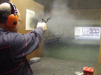 .45 calibre blackpowder revolver at + 0.39 seconds